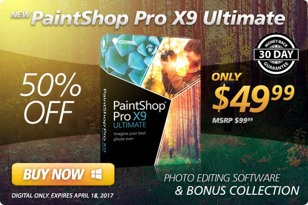 NEW PaintShop Pro X9 Ultimate - 30 Day Money Back Guarantee - ONLY $49.99